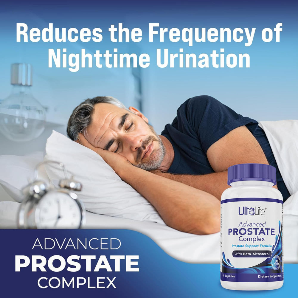 ULTALIFE Prostate health label illustrates the supplement's comprehensive formula.