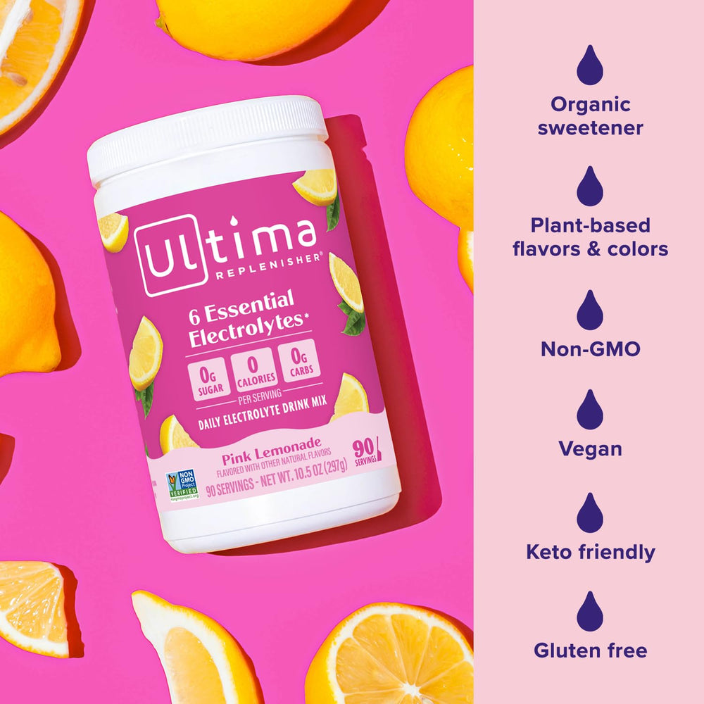 Ultima Replenisher 90-serving canister for convenient home hydration.