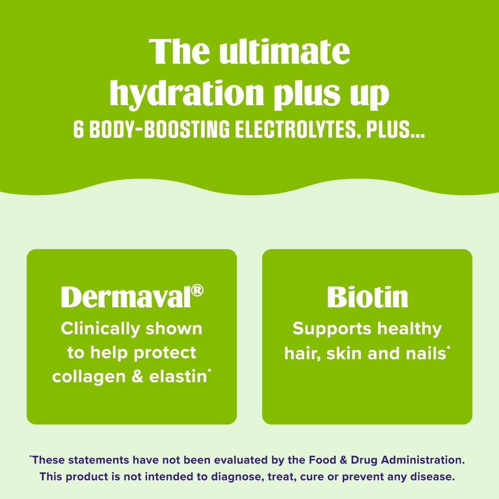 Ultima Replenisher kiwi strawberry with Biotin supports hair, skin and nails.