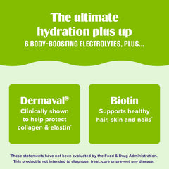Ultima Replenisher kiwi strawberry with Biotin supports hair, skin and nails.