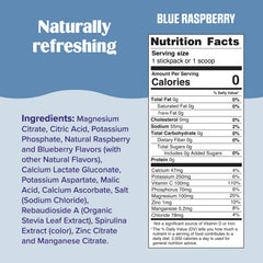 Blue Raspberry Ultima Replenisher dissolving in a glass of water for refreshing hydration.