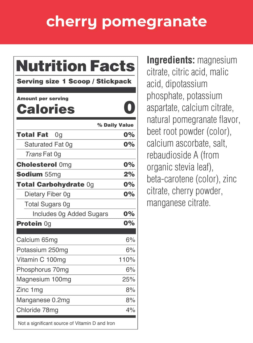 Close-up of Ultima Replenisher clean label and ingredients.