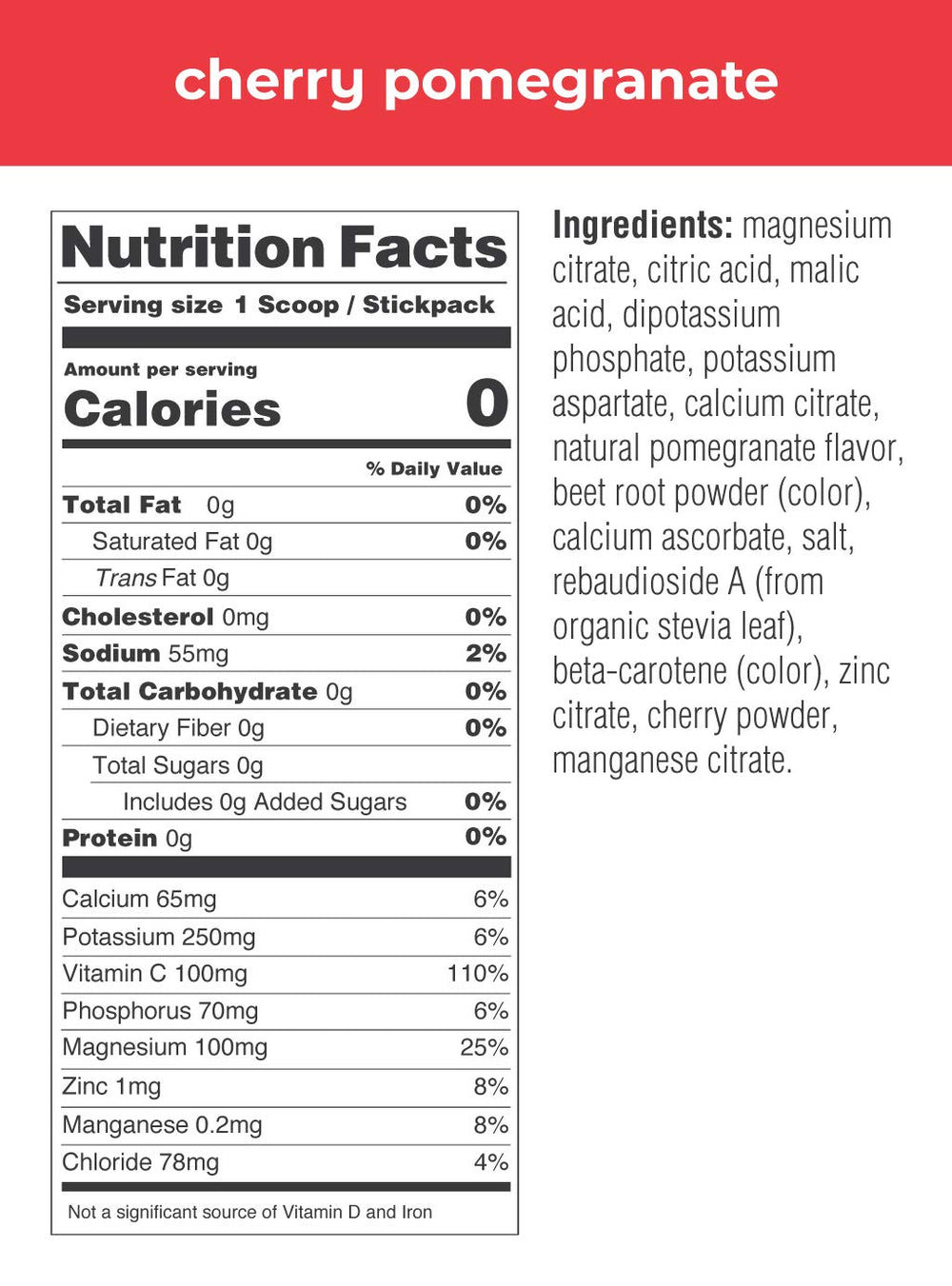 Close-up of Ultima Replenisher clean label and ingredients.