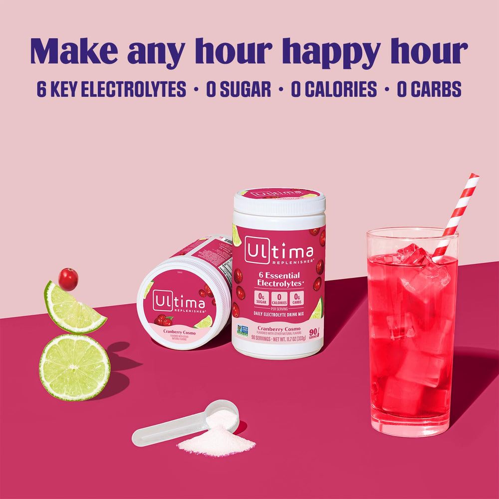 Dissolving Ultima Replenisher in water for flavorful hydration.