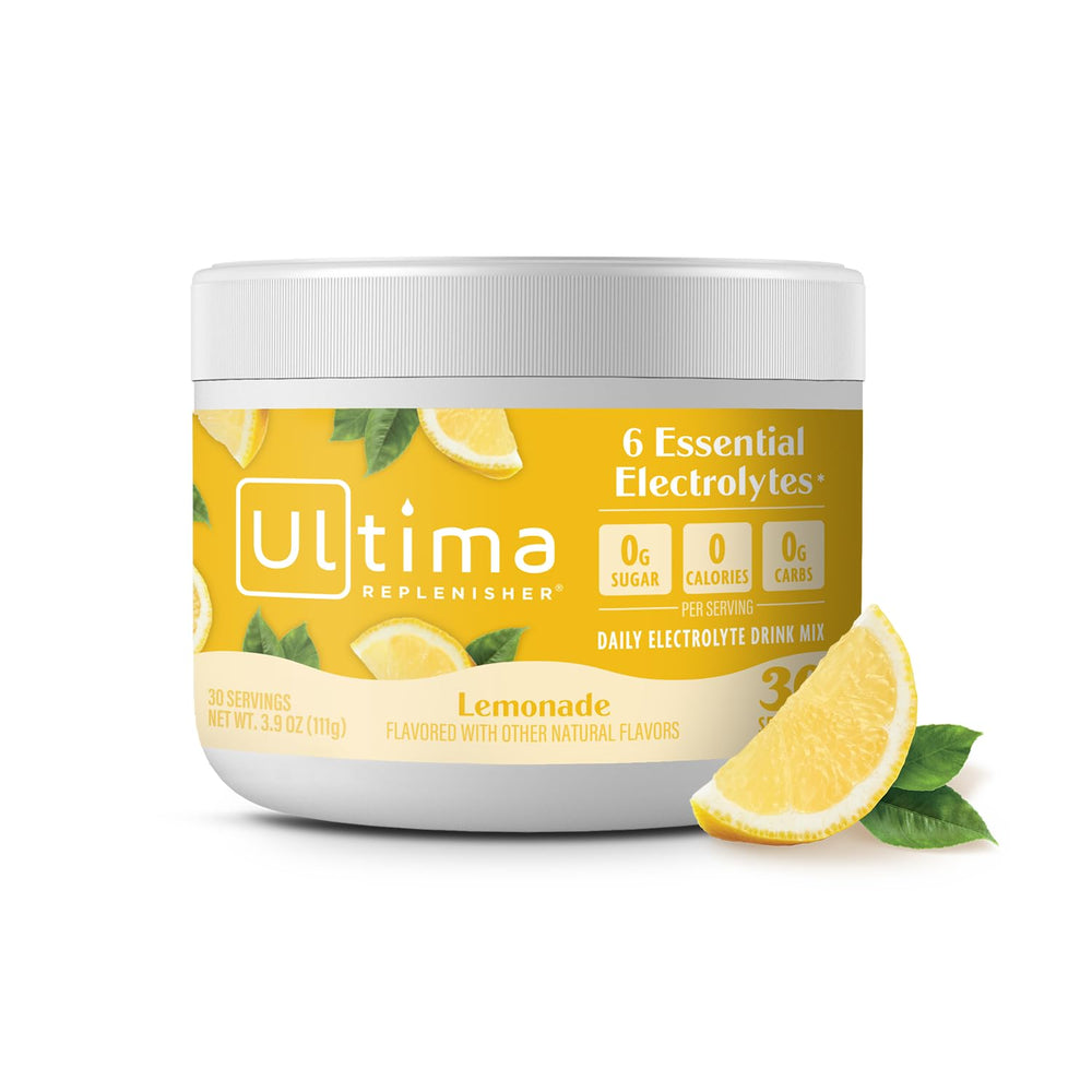 Ultima Replenisher daily electrolyte powder canister for sugar-free hydration on the go