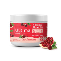 Ultima Replenisher daily electrolyte powder canister for everyday hydration.