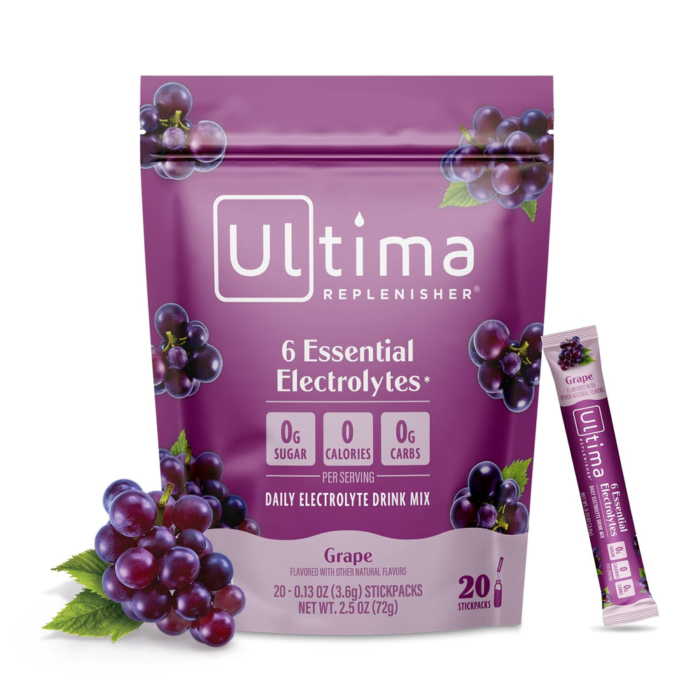 Ultima Replenisher daily electrolyte powder grape stickpack ready to mix for hydration