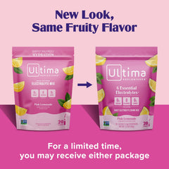 Ultima Replenisher stickpack in glass demonstrates convenient hydration.