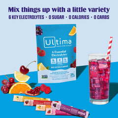 Ultima Replenisher Grape stickpack provides sugar-free hydration during workouts.