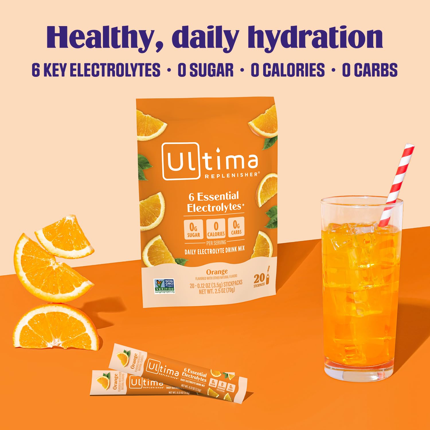 Ultima Replenisher on-the-go packaging highlighting convenient daily electrolyte support