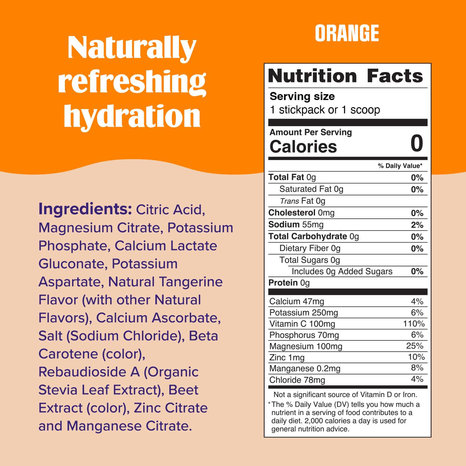 Ultima Replenisher orange electrolyte powder mixed in water.