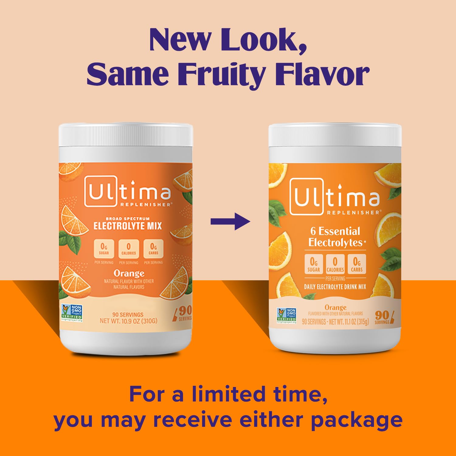 Ultima Replenisher orange flavor dissolving in a glass of water