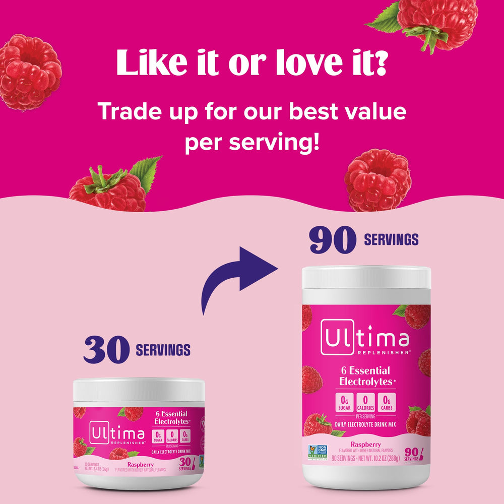 Ultima Replenisher scoop with ice cube shows convenient on-the-go hydration