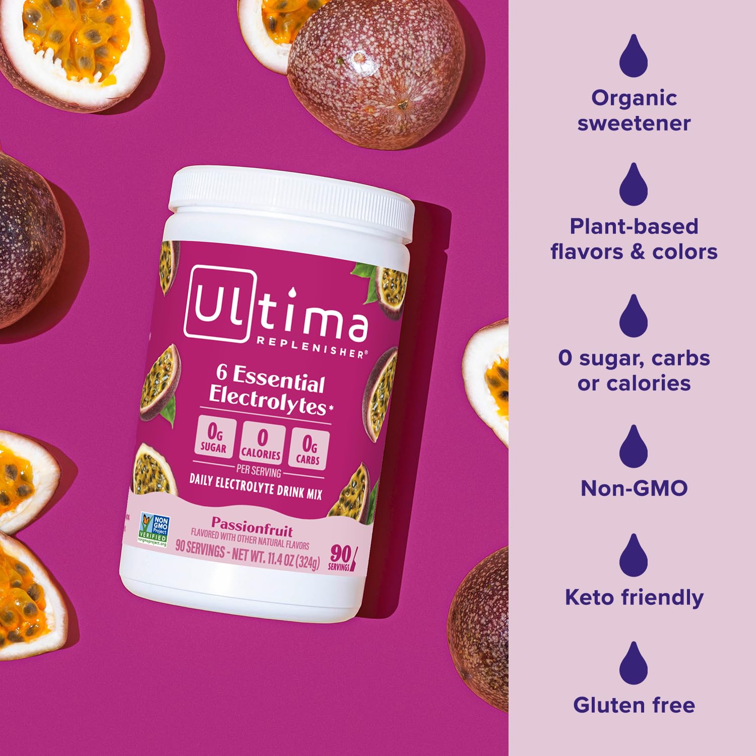 Ultima Replenisher six-electrolyte matrix for balanced hydration.