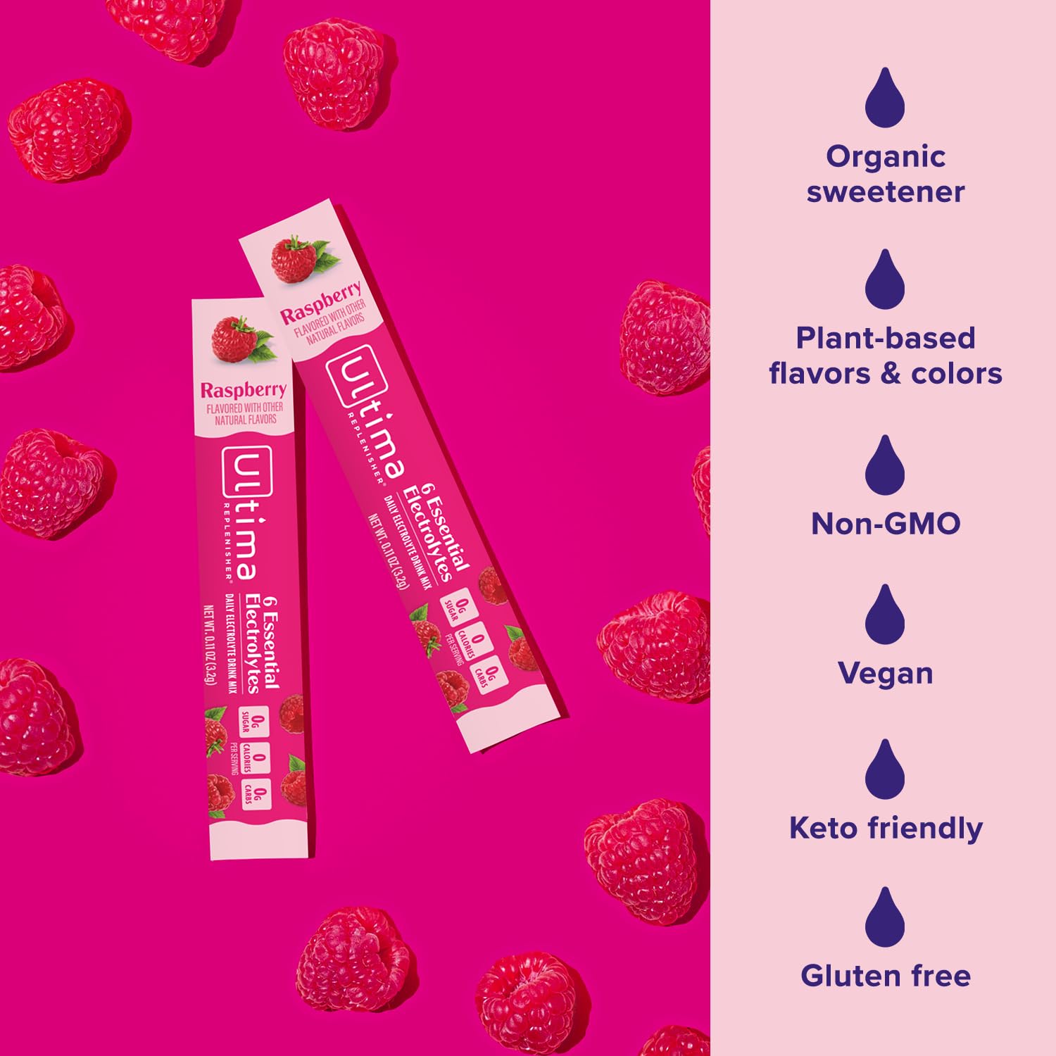 Stickpack dissolving in water to create a flavorful hydration drink.