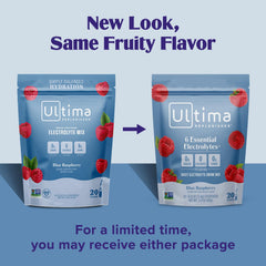 Ultima Replenisher stickpack being poured into water for quick refreshment.