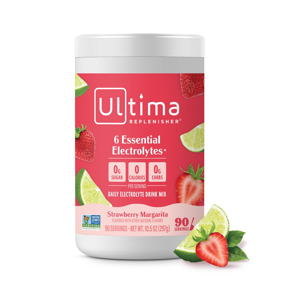 Ultima Replenisher strawberry margarita powder dissolving in water for hydration
