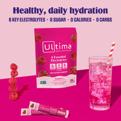 Travel-friendly 20-stickpack box from Ultima Replenisher for mixing anytime.