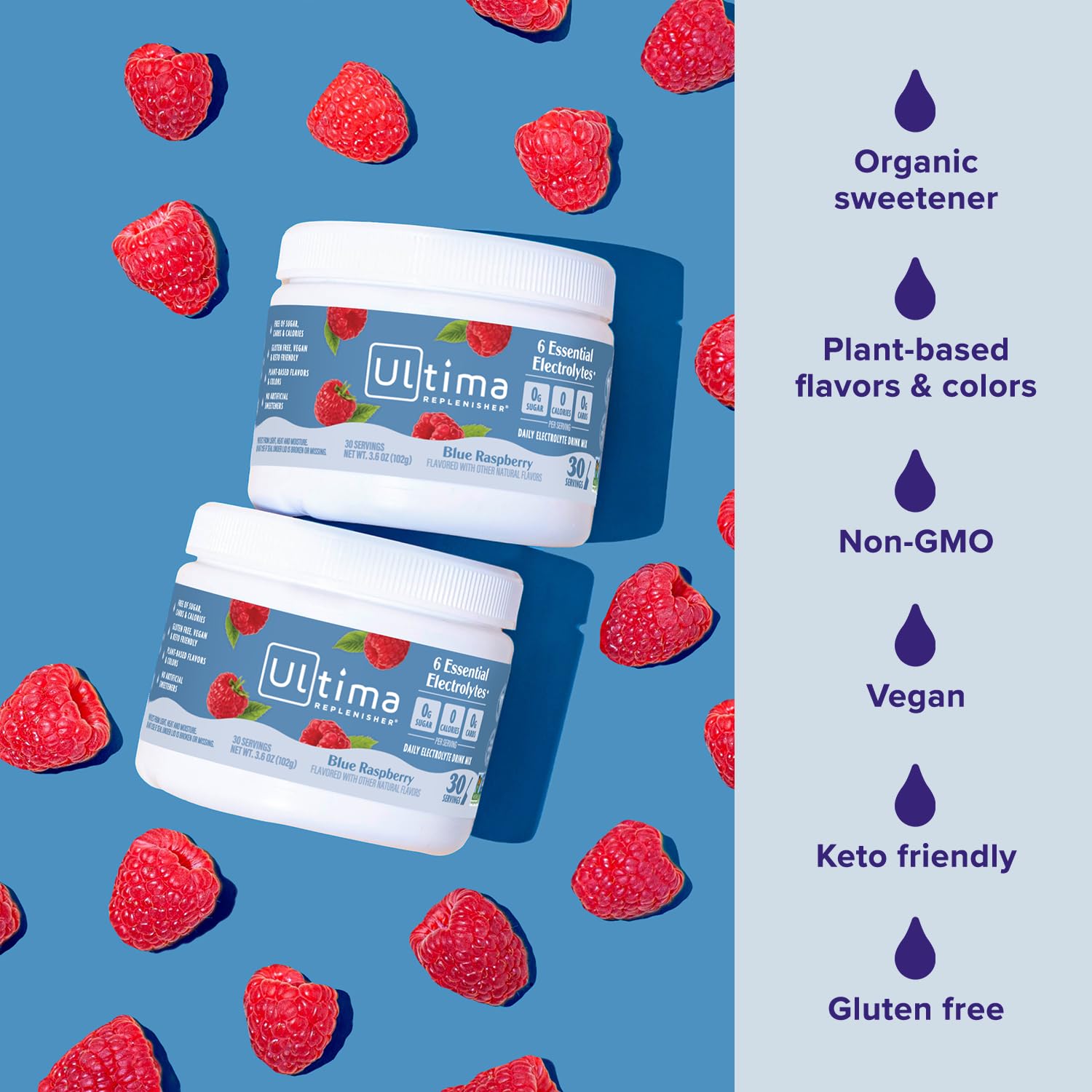 Gluten-free vegan keto-friendly electrolyte powder by Ultima Replenisher