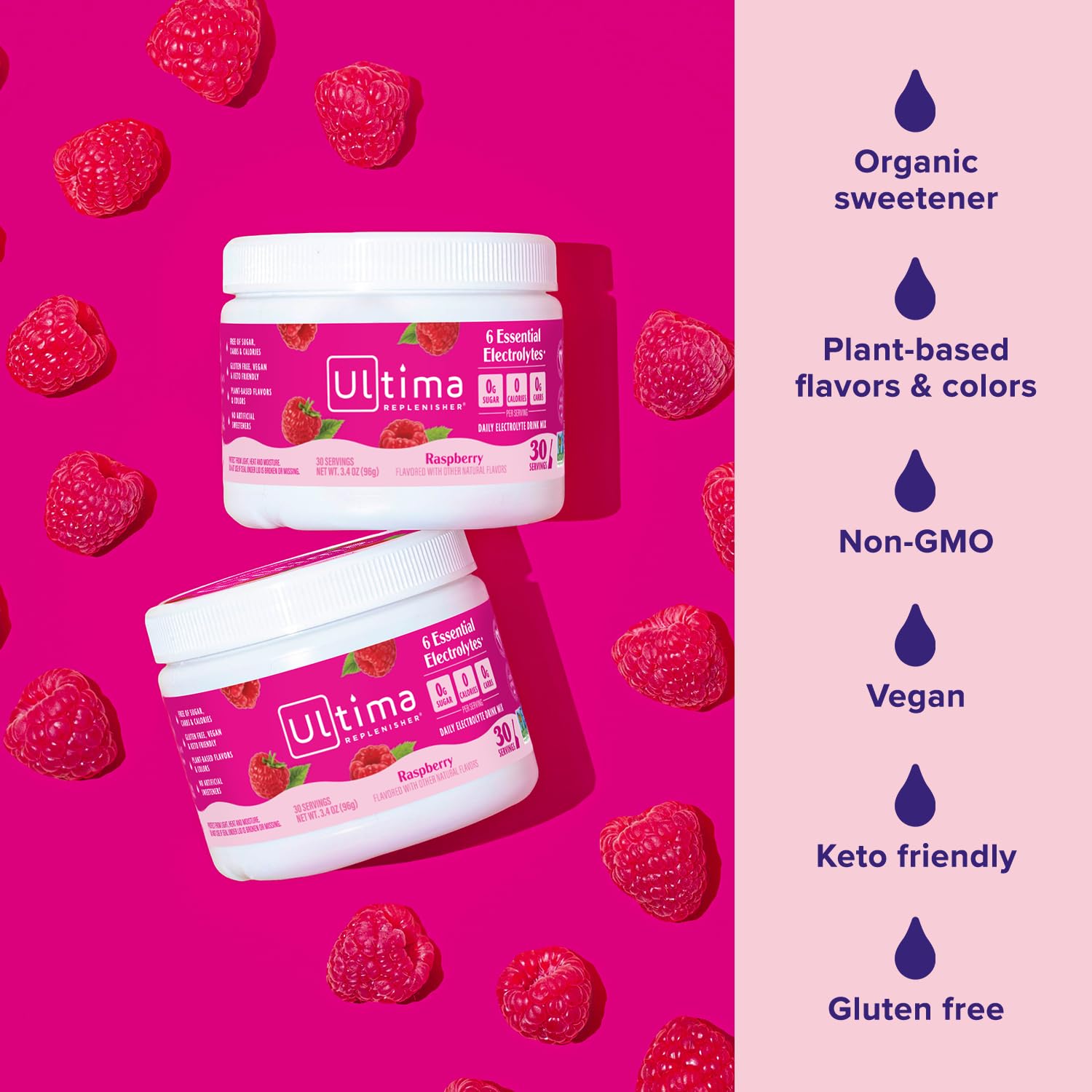 Ultima Replenisher vegan keto-friendly icon on label for health-conscious users