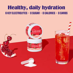Ultima Replenisher vitamin C and zinc setup for daily wellness hydration.