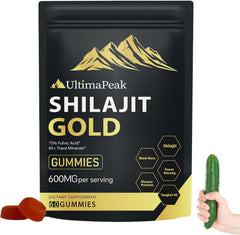 UltimaPeak VITACORE Shilajit Gummies in a jar signaling convenient energy support