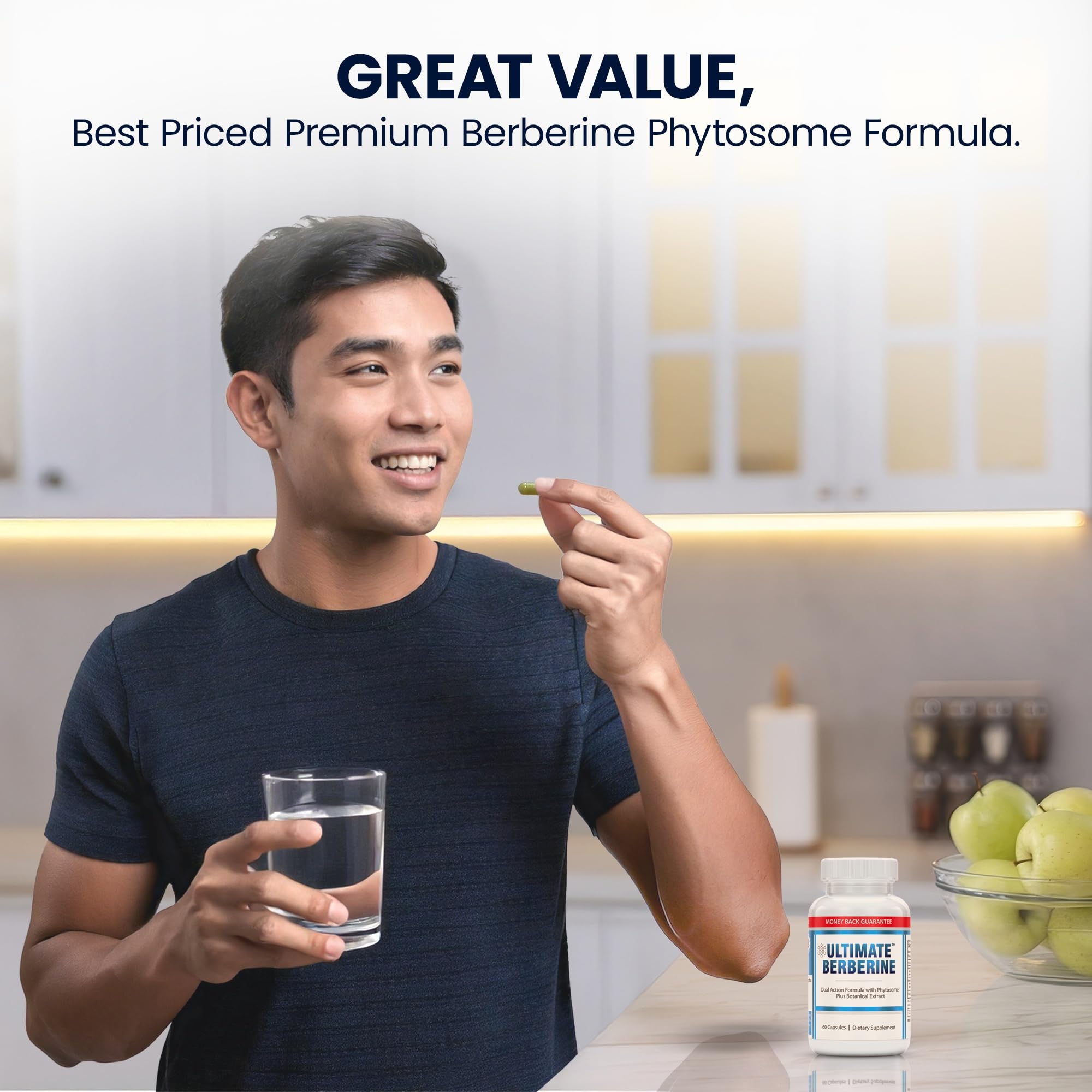 Third-party testing seal on Ultimate Berberine Phytosome packaging for quality assurance.