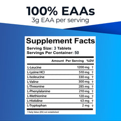 Close-up of Ultimate EAA tablets highlighting compact, keto-friendly form.