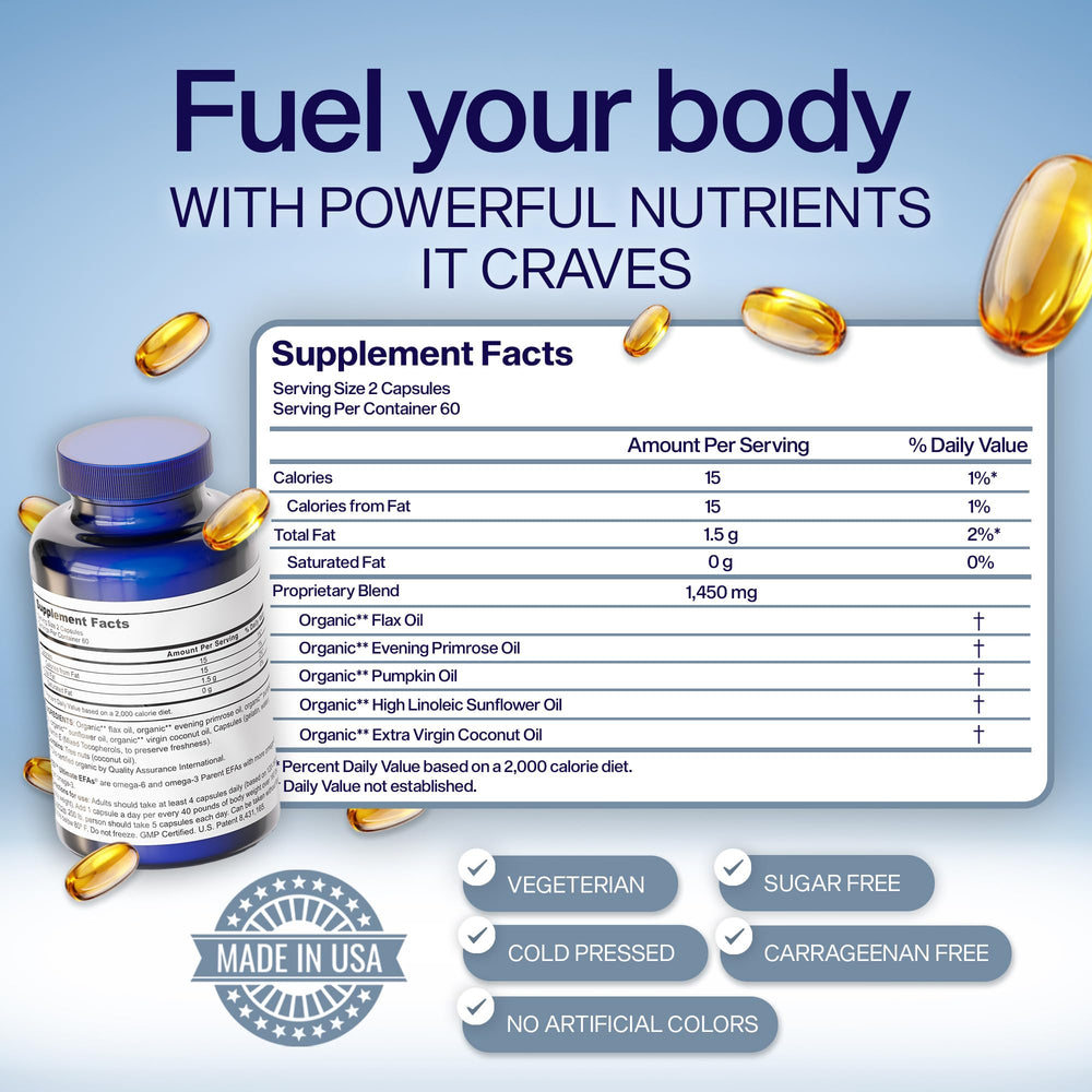 ULTIMATE EFAs bottle-dosing visual reinforces easy and consistent daily use