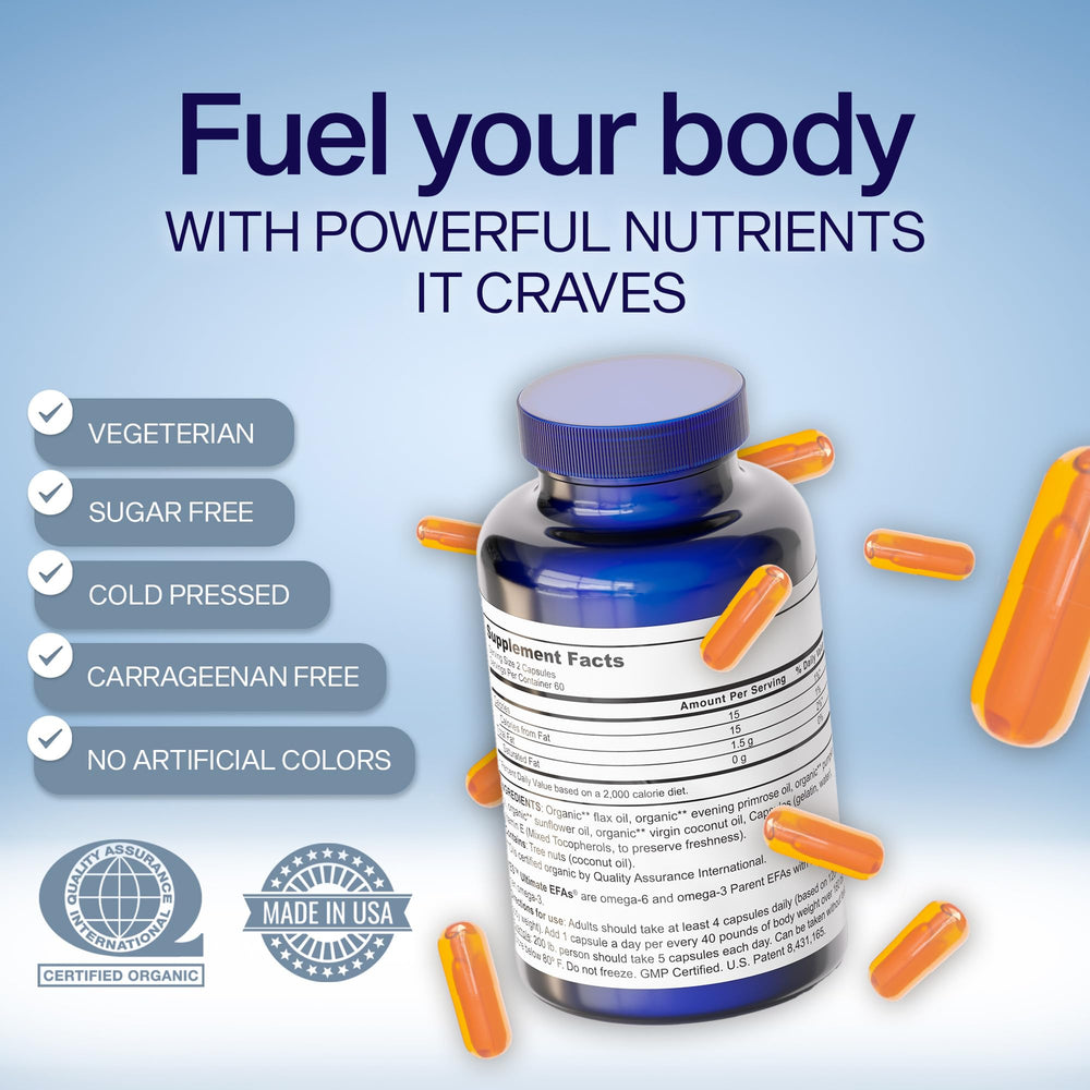 ULTIMATE EFAs coconut oil and vitamin E boost shown for digestion-friendly support