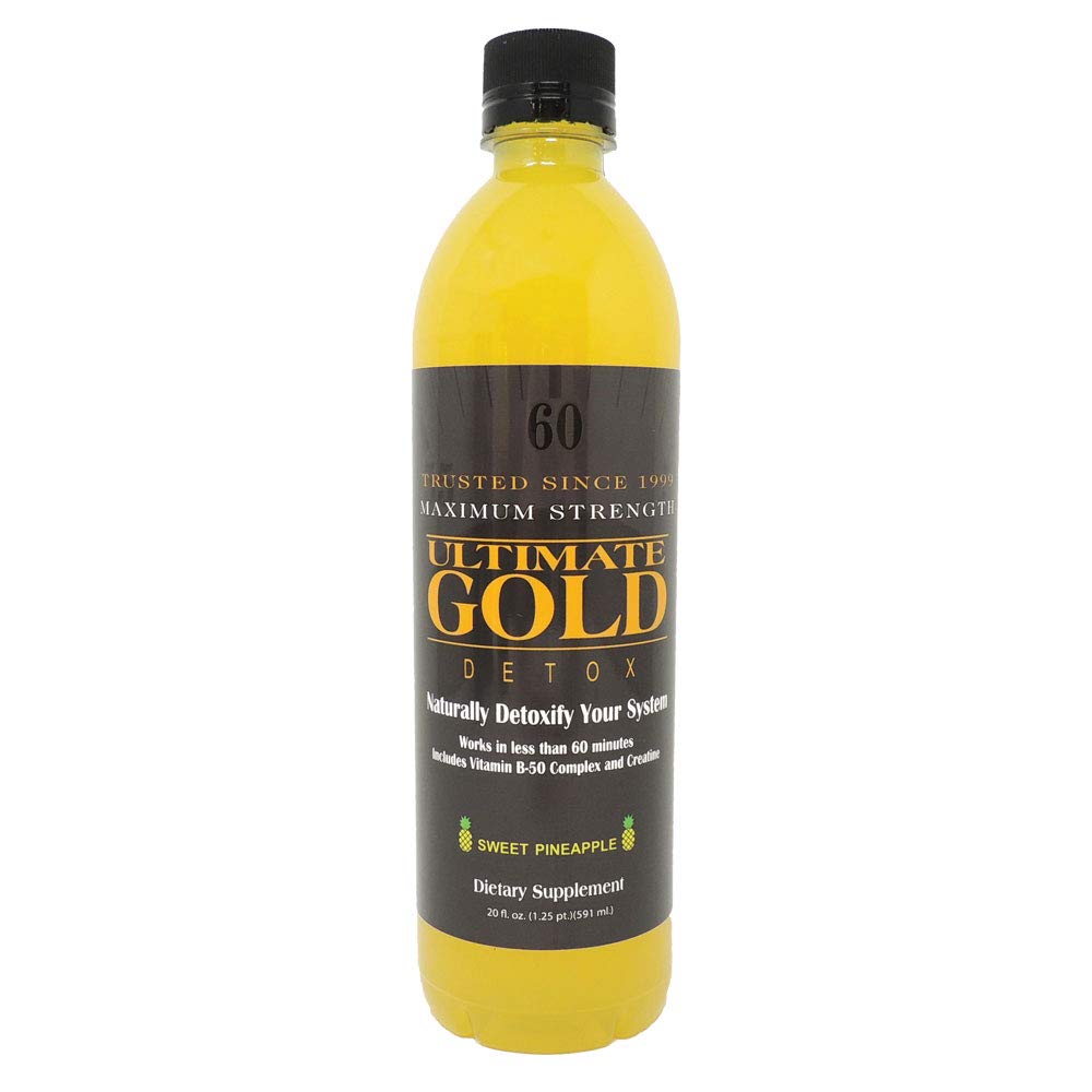 Ultimate Gold Detox Drink 20oz pineapple bottle offers a refreshing detox ritual with tropical aroma