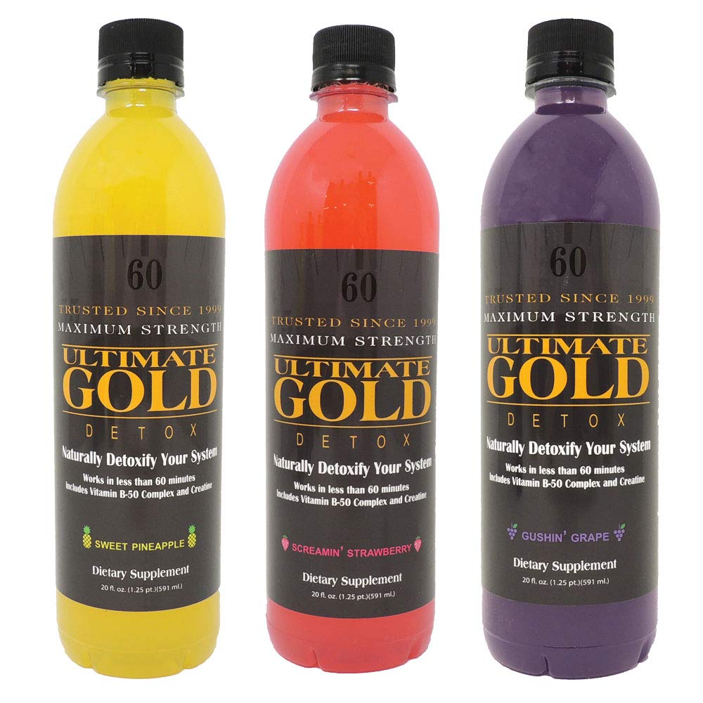 Ultimate Gold Detox Drink ingredients close-up showing Vitamin B-50 and Creatin