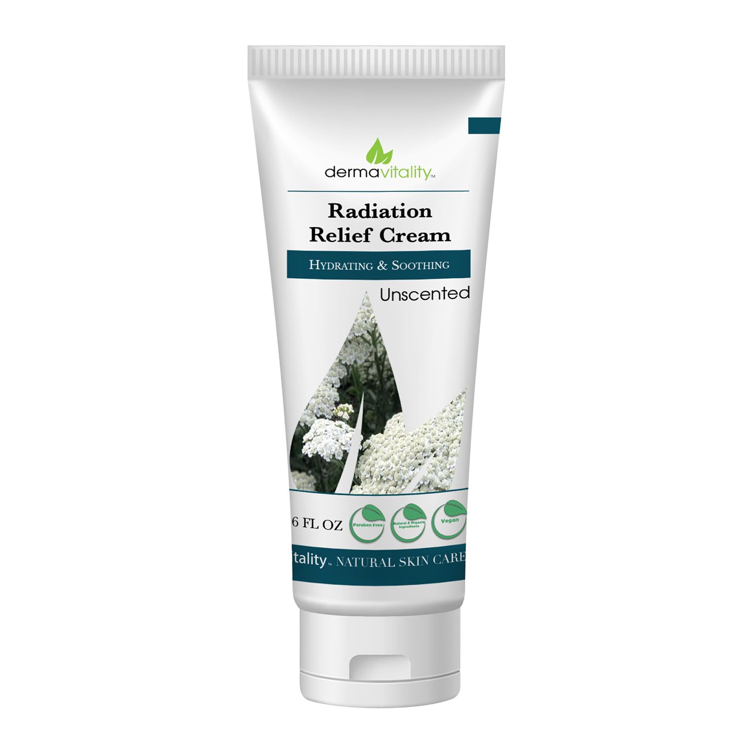 UltimateVitality unscented radiation burn cream jar closeup, soothing fragrance-free formula for sensitive skin.