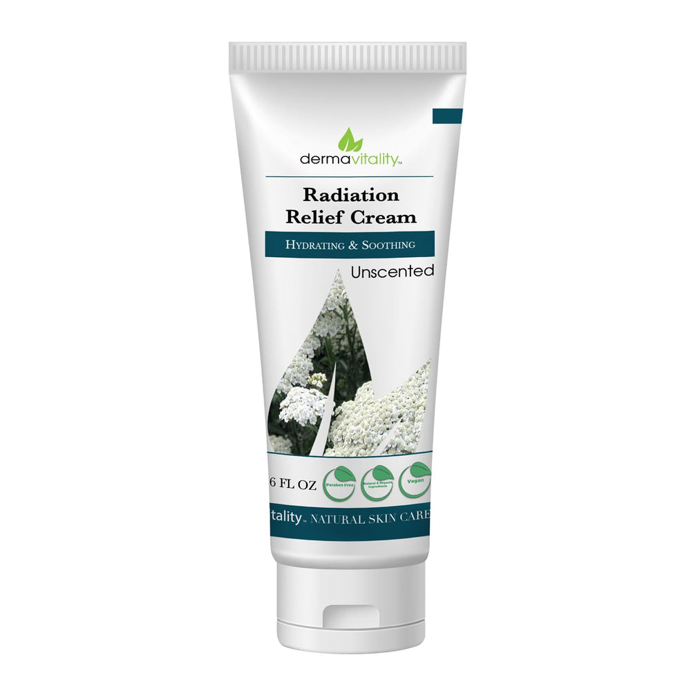 UltimateVitality unscented radiation burn cream jar closeup, soothing fragrance-free formula for sensitive skin.