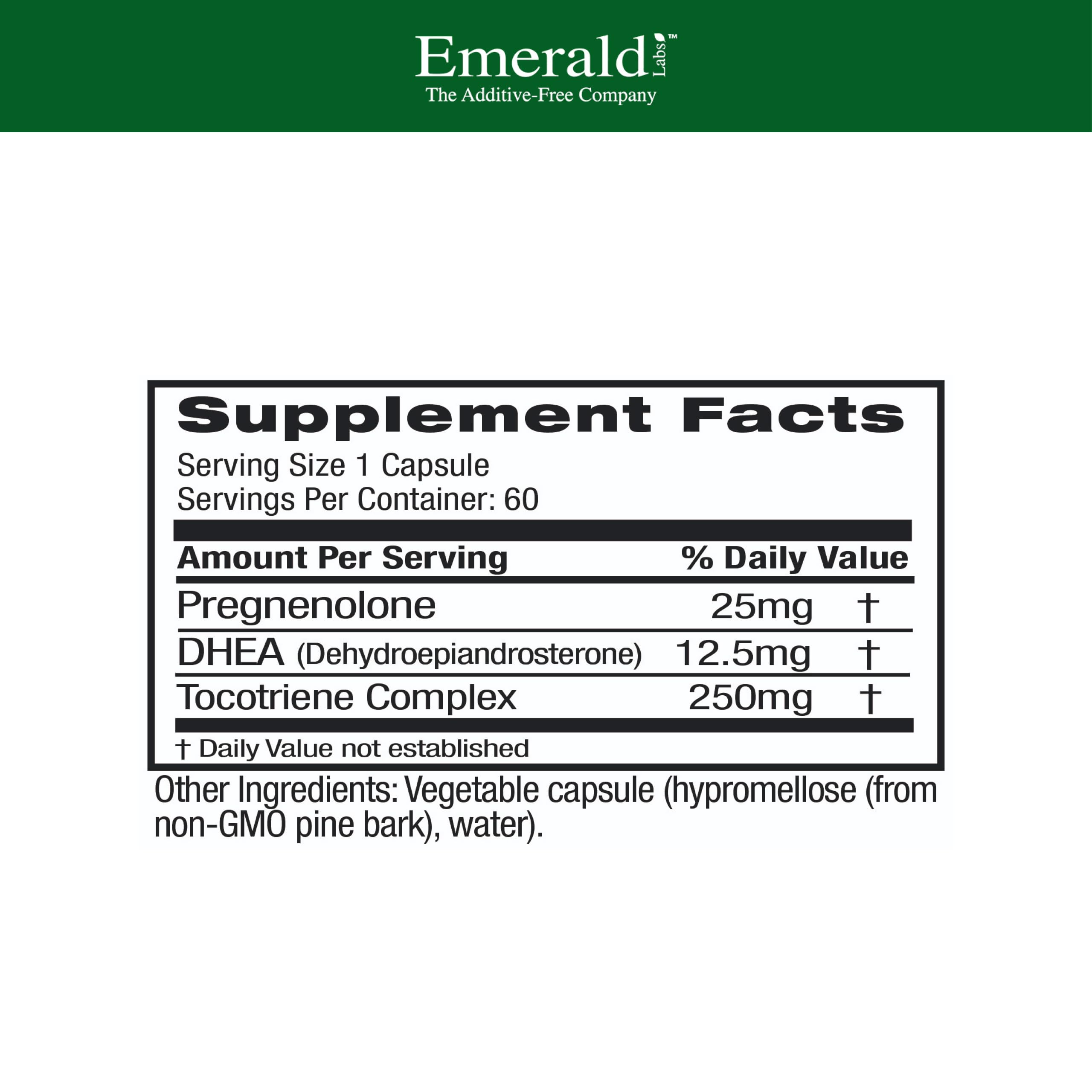 Ultra Botanicals Emerald Labs DHEA 25mg capsules ready for daily use