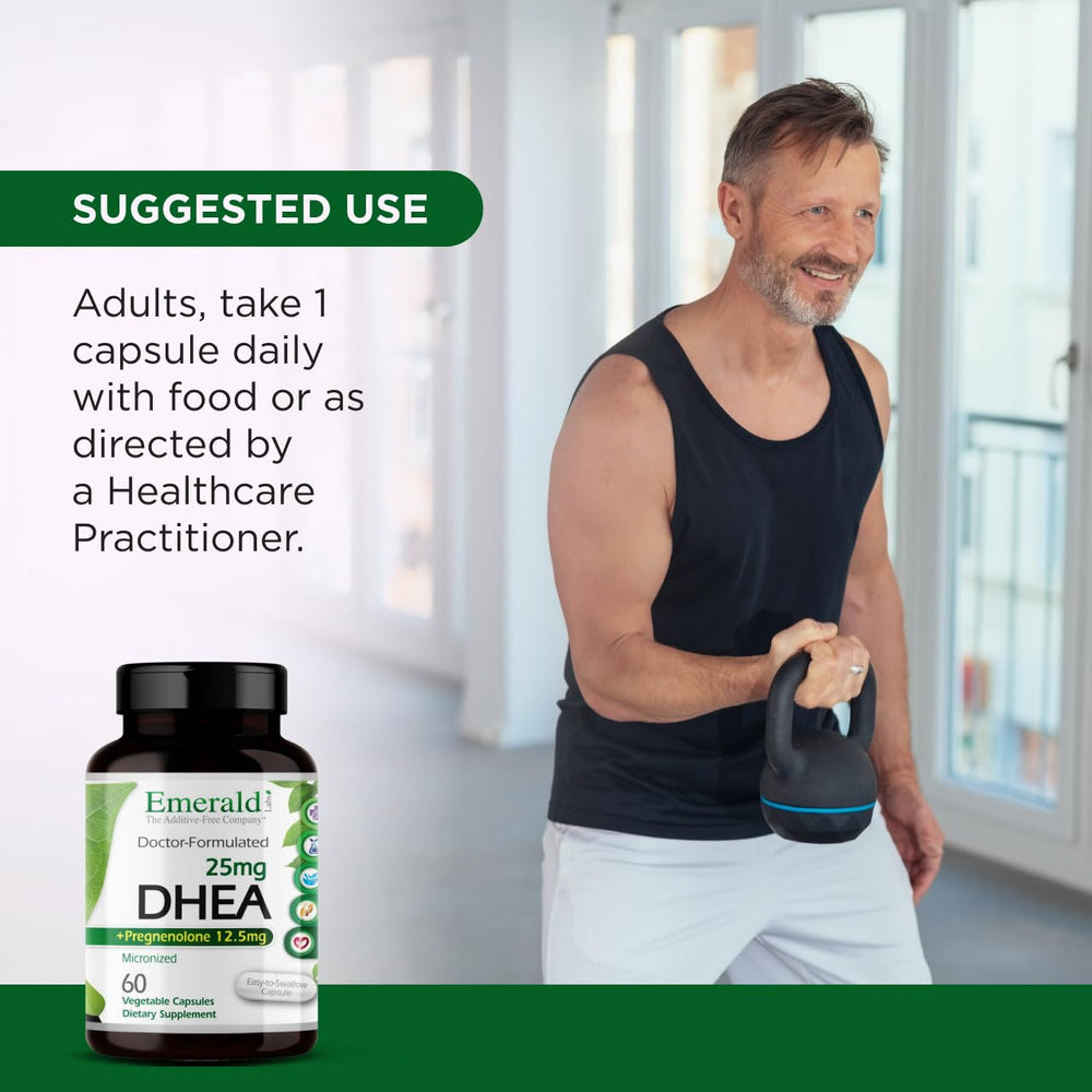 Ultra Botanicals Emerald Labs DHEA 25mg vegetable capsules in bottle