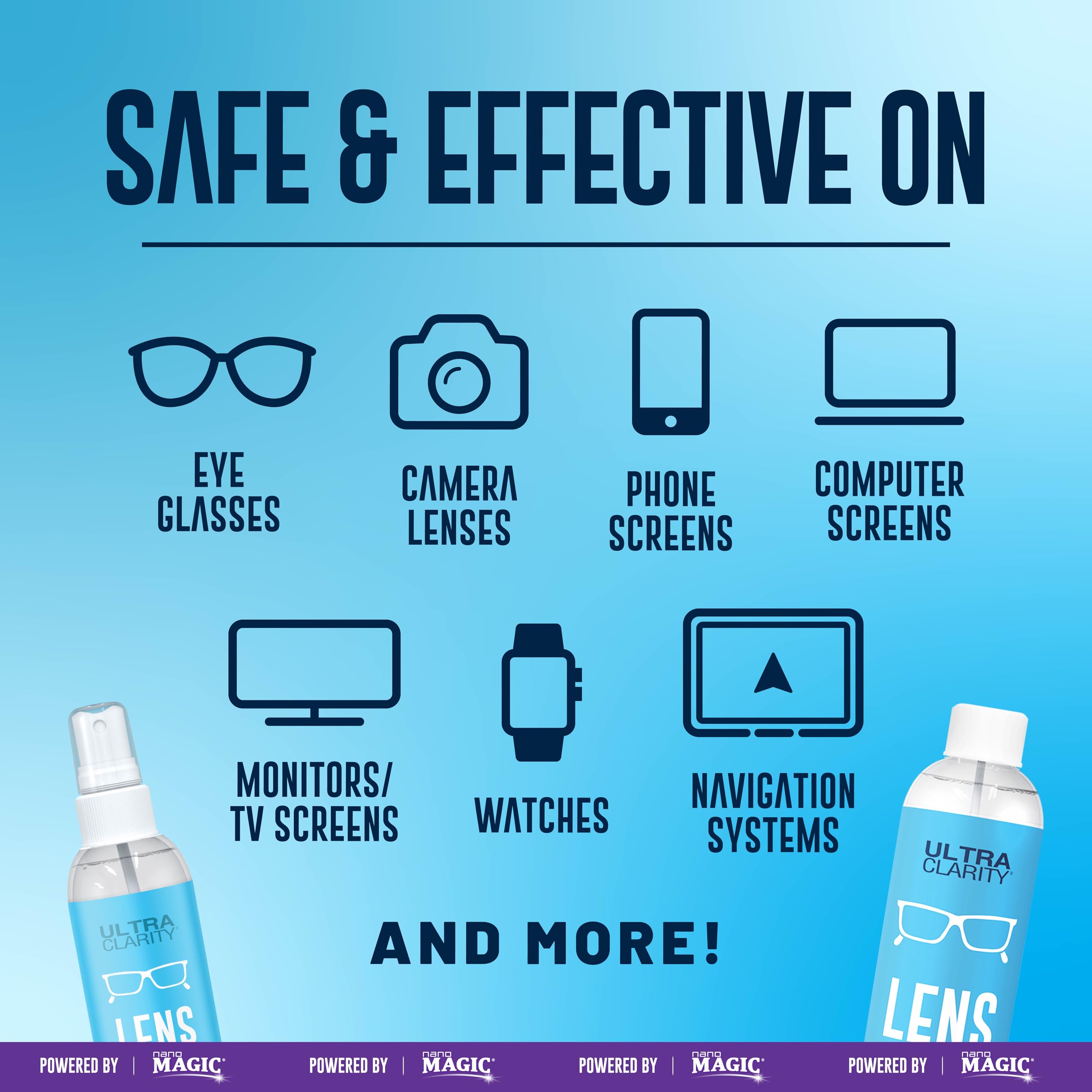 Ultra Clarity eyewear cleaning spray on coated lenses with safe results