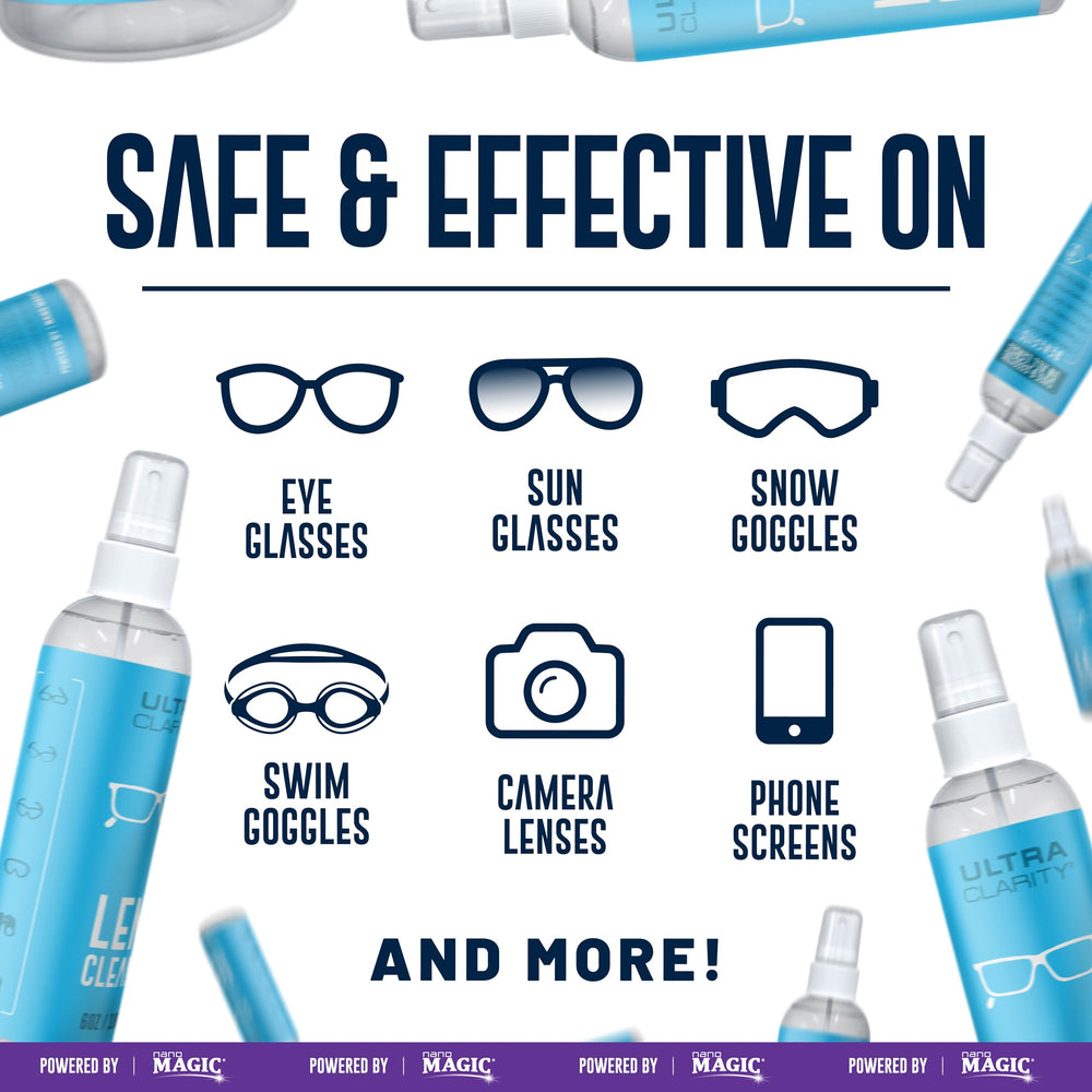Safe for coated lenses, silicone-free formula preserves clarity with Ultra Clarity.