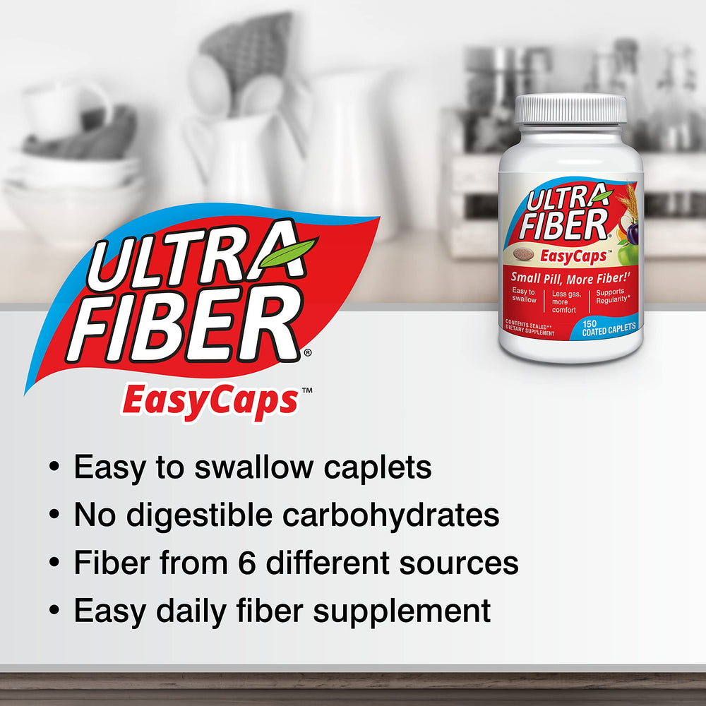 Ultra-Fiber caplets daily-use scene suggests quick fiber routine.