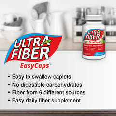 Ultra-Fiber caplets daily-use scene suggests quick fiber routine.