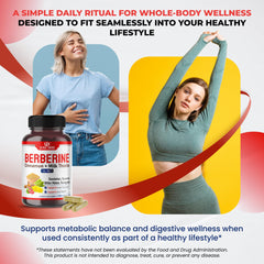Ultra Herbs Berberine capsules closeup highlighting a 150-day supply.