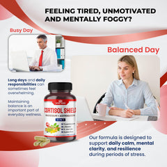 ULTRA HERBS Cortisol Shield 9-in-1 bottle label showing ingredients and quality.