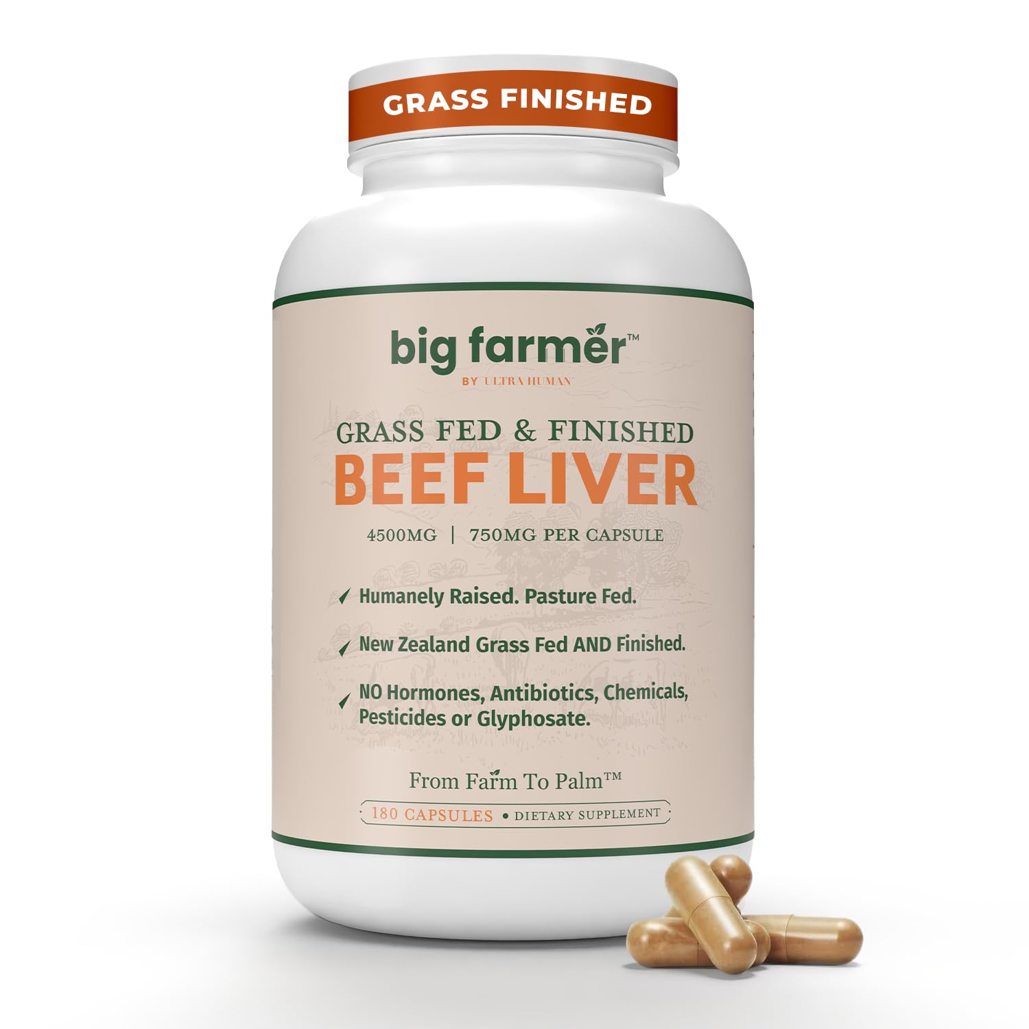Ultra Human Big Farmer bottle front displaying capsules for daily energy support