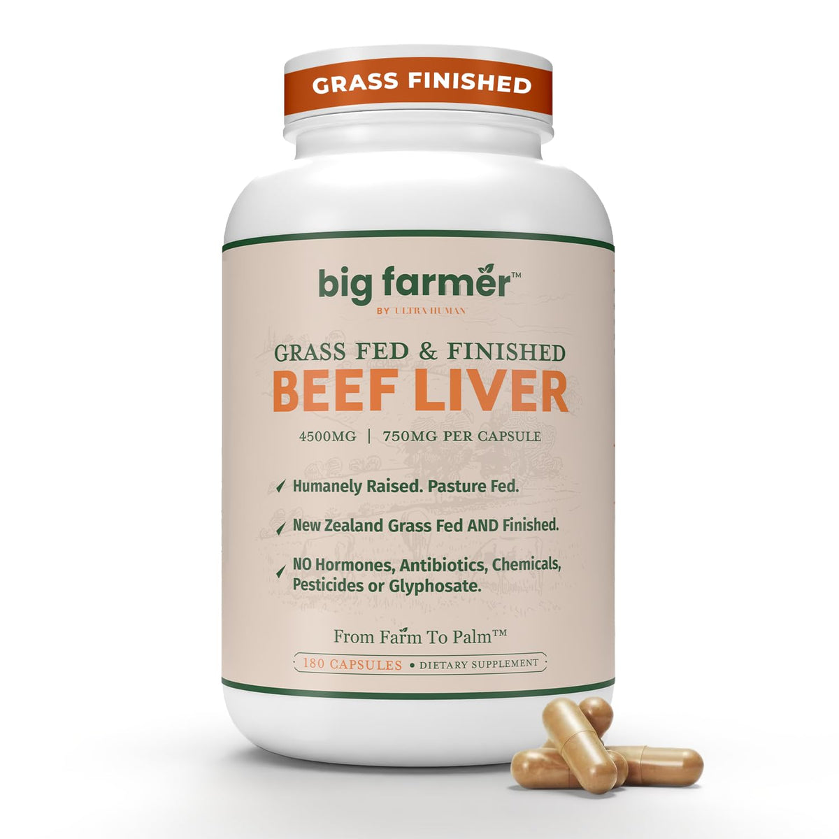 Ultra Human Big Farmer bottle front displaying capsules for daily energy support