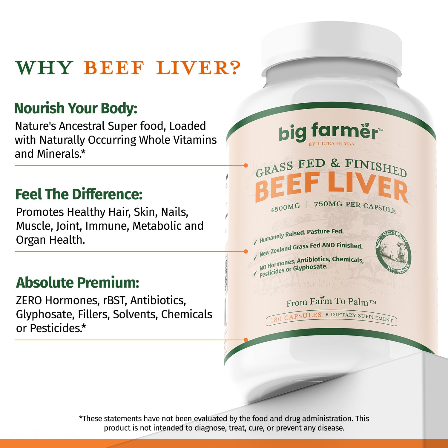 Ultra Human Big Farmer label detail highlighting grass-fed origin