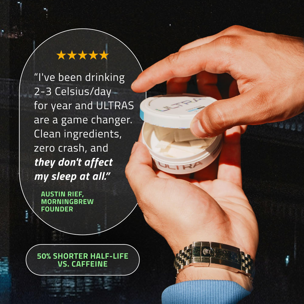 Ultra Pouches pocket-size pack demonstrates easy, discreet consumption at work or travel.