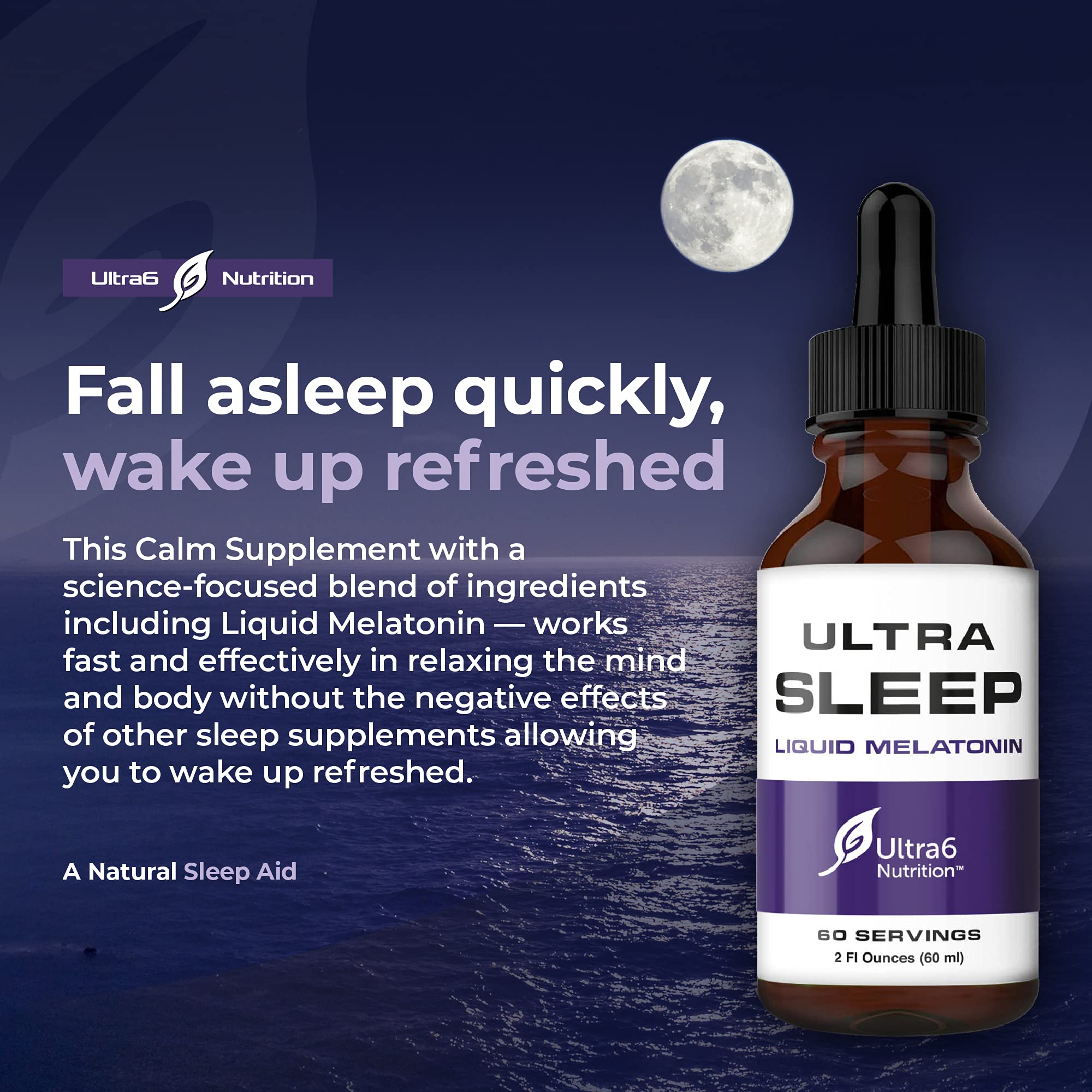 Ultra6 Melatonin Drops near 3 mg dose per serving detail