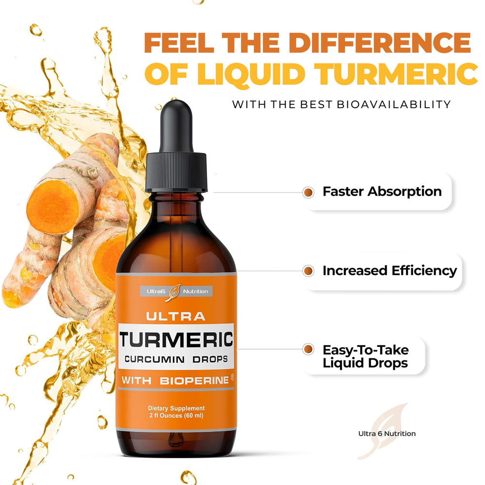 Close-up of Ultra6 turmeric liquid label with Bioperine detail