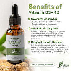 Ultra6 Nutrition Vitamin D3 K2 Drops dropper releasing liquid for easy dosing
