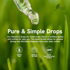 Ultra6 Nutrition Vitamin D3 K2 Drops label close-up displaying USA-made quality